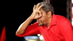 Minister of Finance and East St. George MP, Camillo Gonsalves, gestures during the Unity Labour Party's rally in Calliaqua on Sunday, Oct. 19, 2025. (Photo: Facebook/Unity Labour Party)