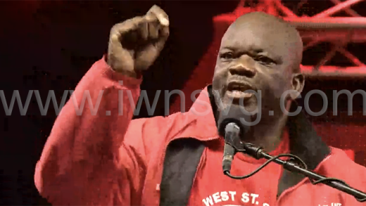 East Kingstown MP, Curtis King speaking at the Unity Labour Party rally in Calliaqua on Sunday, Oct. 19, 2025.