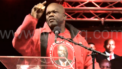 West St. George MP, Curtis King speaking at the Unity Labour Party rally in Calliaqua on Sunday, Oct. 19, 2025. 