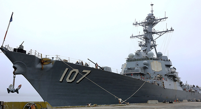 The United States warship “USS Gravely”. 