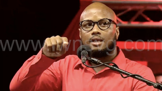 The ruling Unity Labour Party's candidate for South Windward, speaking at the party's rally in Calliaqua on Sunday, Oct. 19, 2021.
