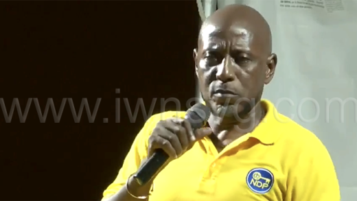 East Kingstown MP, Fitz Bramble speaking at a New Democratic Party campaign event in Belmont on Tuesday, Oct. 21, 2025. 