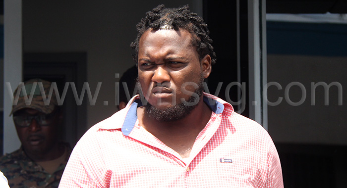 The defendant, Jareth Jamala John, returns to prison after his sentencing in Kingstown on Thursday, Oct. 7, 2025.