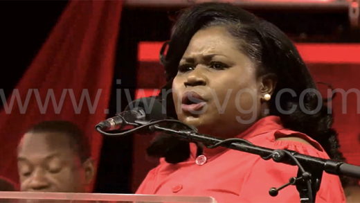 The ruling Unity Labour Party’s candidate for West Kingstown, Keisal Peters speaking at the party's rally in Calliaqua on Sunday, Oct. 19, 2025. 