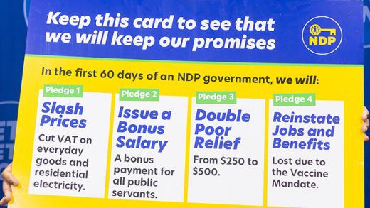 The opposition New Democratic Party had said that Vincentians could look forward to it fulfilling these four pledges within 60 days of being elected.