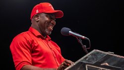 Central Leeward MP, Orando Brewster, speaking at the Unity Labour Party's rally in Layou on Saturday, Oct. 11, 2025. 