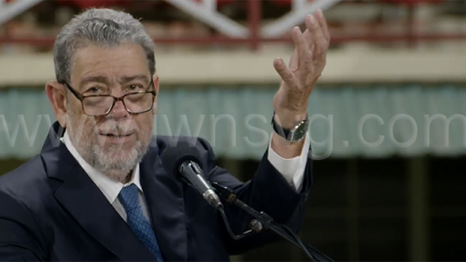 Prime Minister Ralph Gonsalves delivering his Independence Address at Arnos Vale Sporting Complex on Monday, Oct. 27, 2025.
