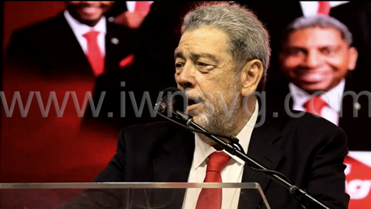 Prime Minister Ralph Gonsalves speaking at the Unity Labour Party's Labour Strong Rally in Kingstown on Tuesday, Oct. 28, 2025.