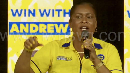 The New Democratic Party's candidate for North Windward, Shevern John, speaking at the party's Warm Up Rally in London on Saturday, Oct. 24, 2025.