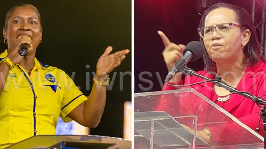 The New Democratic Party's Shevern John, left, speaking in London on Saturday, Oct. 25, 2025, and the Unity Labour Party's Grace Walters speaking in Kingstown on Tuesday, Oct. 28, 2025. (Photos: Facebook/NDP and Kingsley Roberts. 