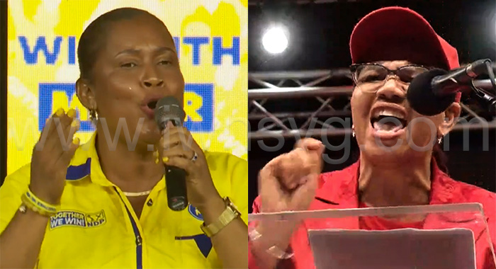 The New Democratic Party's candidate for North Windward, Shevern John, left, and her Unity Labour Party counterpart, Grace Walters.