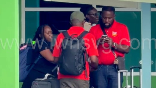 Barbados Labour Party members arrive at Argyle International Airport on Thursday, Nov. 20, 2025. 