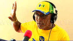 Opposition Leader Godwin Friday speaking on Hot 97 FM on Monday, Nov. 3, 2025.