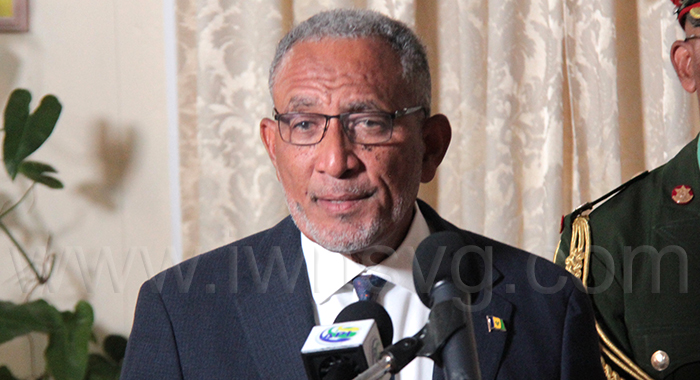 Prime Minister Godwin Friday at his swearing-in ceremony in Kingstown on Friday, Nov. 28, 2025.