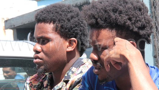 Dakari Hector, right, and Erel Hector outside the Serious Offences Court in Kingstown on Monday, Nov. 10, 2025. 