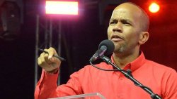 The Unity Labour Party's East Kingstown candidate, Luke Browne, speaking at the party's "Labour Strong" rally in Richmond Hill, Kingstown, on Oct. 28, 2025. (Photo: Facebook/Kingsley Roberts)