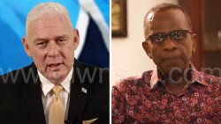 Allen Chastanet, who is leading the main opposition United Workers Party, left, and Prime Minister Phillip J. Pierre, who is leading the St. Lucia Labour Party.