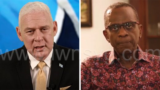 Allen Chastanet, who is leading the main opposition United Workers Party, left, and Prime Minister Phillip J. Pierre, who is leading the St. Lucia Labour Party.