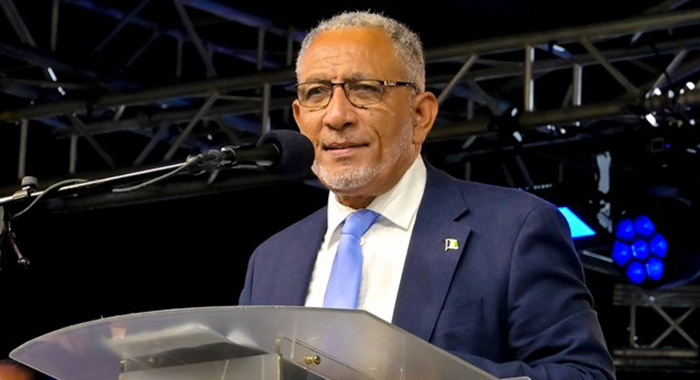 Prime Minister Godwin Friday speaking during the inauguration of the Cabinet in Arnos Vale on Tuesday, Dec. 2, 2025. (Photo: Facebook/API)