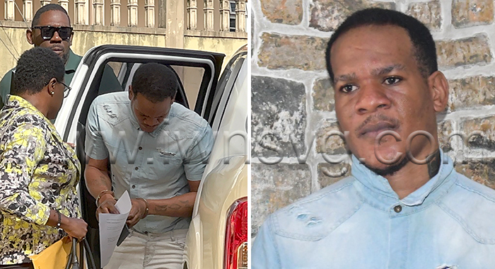 The accused, Joelah Hepburn, left, as he arrived at the Serious Offences Court on Thursday, Dec. 11, 2025, and in a photo mugshot.