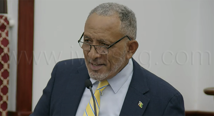 Prime Minister Godwin Friday presenting the 2026 Estimates to Parliament on Thursday, Jan. 29, 2026.