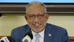 Prime Minister Godwin Friday speaking at a press conference in Kingstown on Friday, Jan. 23, 2026.