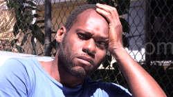 The defendant, Jamel Douglas sits in a police pick-up truck as he awaits transportation to prison on Wednesday, Dec. 31, 2025.