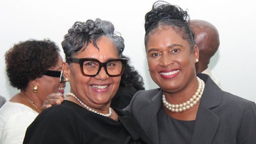 MP for East St. George, Laverne Gibson-Velox, left, and North Windward MP Shevern John after their parliamentary session on Dec. 23, 2025, the first since their election to the national assembly on Nov. 28, 2025. 