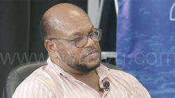 Former NDP chairman, Linton Lewis speaking on the election panel on state media on Nov. 27, 2025.