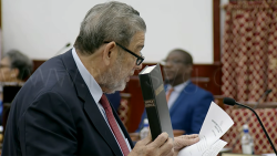 Opposition Leader Ralph Gonsalves takes oaths in Parliament on Thursday, Jan. 29, 2026.