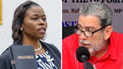 A composite photo of House Speaker, Ronnia Durham-Balcome, left, and Opposition Leader  Ralph Gonsalves.