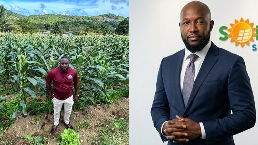 Hance John of Westfield Farms, left, and Ricardo Boatswain of Solife Solar.