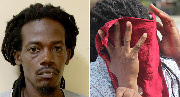 The defendant, Eldon Charles aka Max in a 2023 photo photo, at left, and outside the High Court in Kingstown on Jan. 14, 2026.