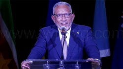 Prime Minister of St. Vincent and the Grenadines Godwin Friday addresses the 50th Regular Meeting of the Conference of Heads of Government of the CARICOM in St. Kitts on Tuesday, Feb. 24, 2026.