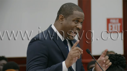Government senator and Deputy Speaker of the House of Assembly, Jemalie John debating the budget in Parliament on Wednesday, Feb. 11, 2026.