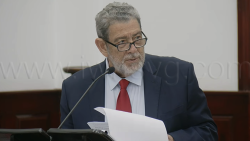 Opposition Leader Ralph Gonsalves as he led off the Budget Debate on Tuesday, Feb. 10, 2026.