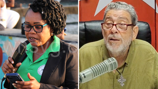 President of the St. Vincent and the Grenadines Nurses’ Association, Shelly-Ann Alexander-Ross, left, and Opposition Leader, Ralph Gonsalves.