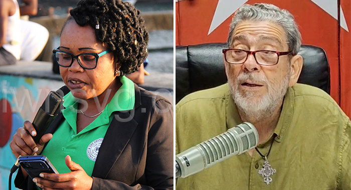 President of the St. Vincent and the Grenadines Nurses’ Association, Shelly-Ann Alexander-Ross, left, and Opposition Leader, Ralph Gonsalves.