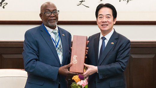 Deputy Prime Minister of St. Vincent and the Grenadines, St. Clair Leacock, left, and Taiwan President, Lai Ching-te in Taipei, Taiwan, on March 18, 2026. 