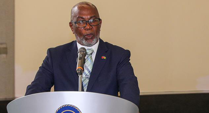 Deputy Prime Minister of St. Vincent and the Grenadines, St. Clair Leacock, speaking on arrival in Taiwan on Tuesday, March 17, 2026.