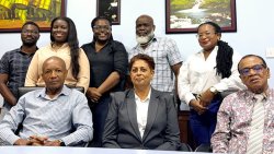 The new board of directors of the National Lotteries Authority, with chairperson, Luan Hadaway seated front, second from right, and manager McGregory Sealey, front right.