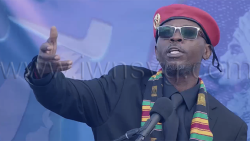 President of the International Garifuna Council, Trevor Garibali Palacio, speaking at the Wreath-Laying Ceremony in Dorsetshire Hill on Saturday, on March 14, 2026. 