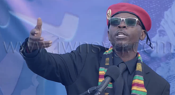 President of the International Garifuna Council, Trevor Garibali Palacio, speaking at the Wreath-Laying Ceremony in Dorsetshire Hill on Saturday, on March 14, 2026. 