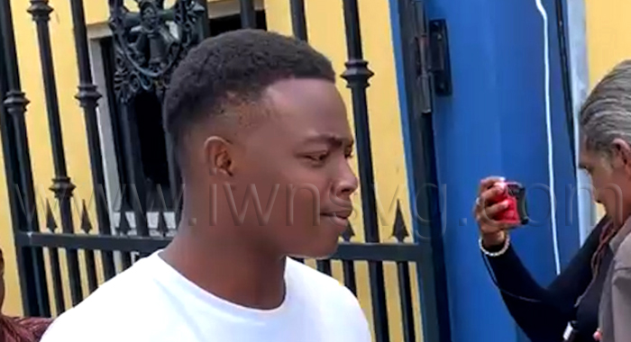 The defendant, Tyrik Malcolm outside the Serious Offences Court in Kingstown on Monday, March 30, 2026.