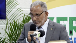 Prime Minister Godwin Friday speaking at the Zero Hunger Trust Fund National Zero Hunger Dialogue and 10th Anniversary Commemorative Launch in Kingstown on Wednesday, April 1, 2026.