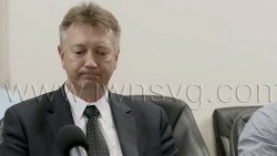 Sergei Antoshin, the IMF mission chief for SVG speaking at a press conference in Kingstown on Tuesday, April 28, 2026.