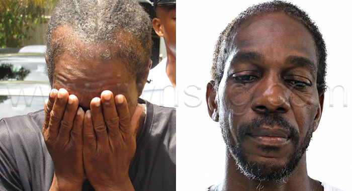 The defendant, Keswert Slater, left, outside the Serious Offences Court on Monday, May 18, 2026 and in an undated social media photo.