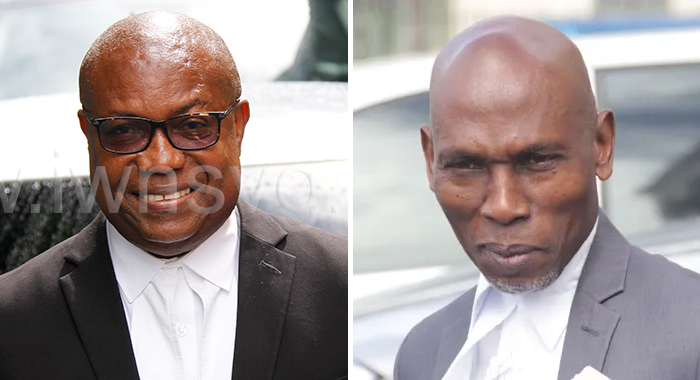 Chief Magistrate Colin John, left, and lawyer Jomo Thomas.