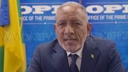 Prime Minister Godwin Friday speaking in a national address on Monday, June 1, 2026, to mark the official start of the 2026 Atlantic hurricane season.