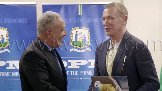 Prime Minister of St. Vincent and the Grenadines Godwin Friday, left, Chairman of Global Ports Holding, Mehmet Kutman.